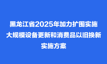 关于印发《黑龙江省2025年加力扩围实施大规模设备更新和消费品以旧换新实施方案》的通知